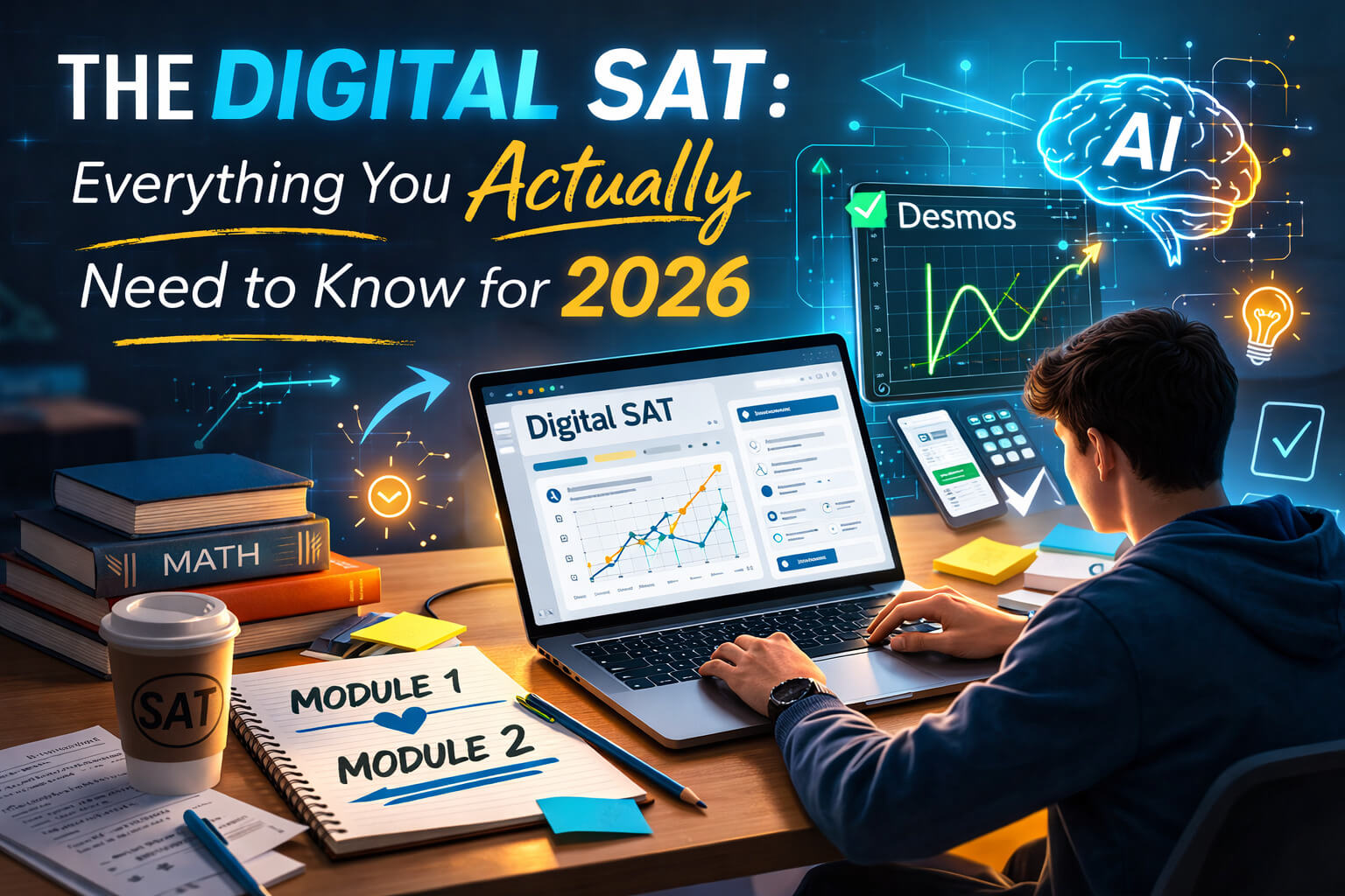 Student preparing for the Digital SAT on a laptop