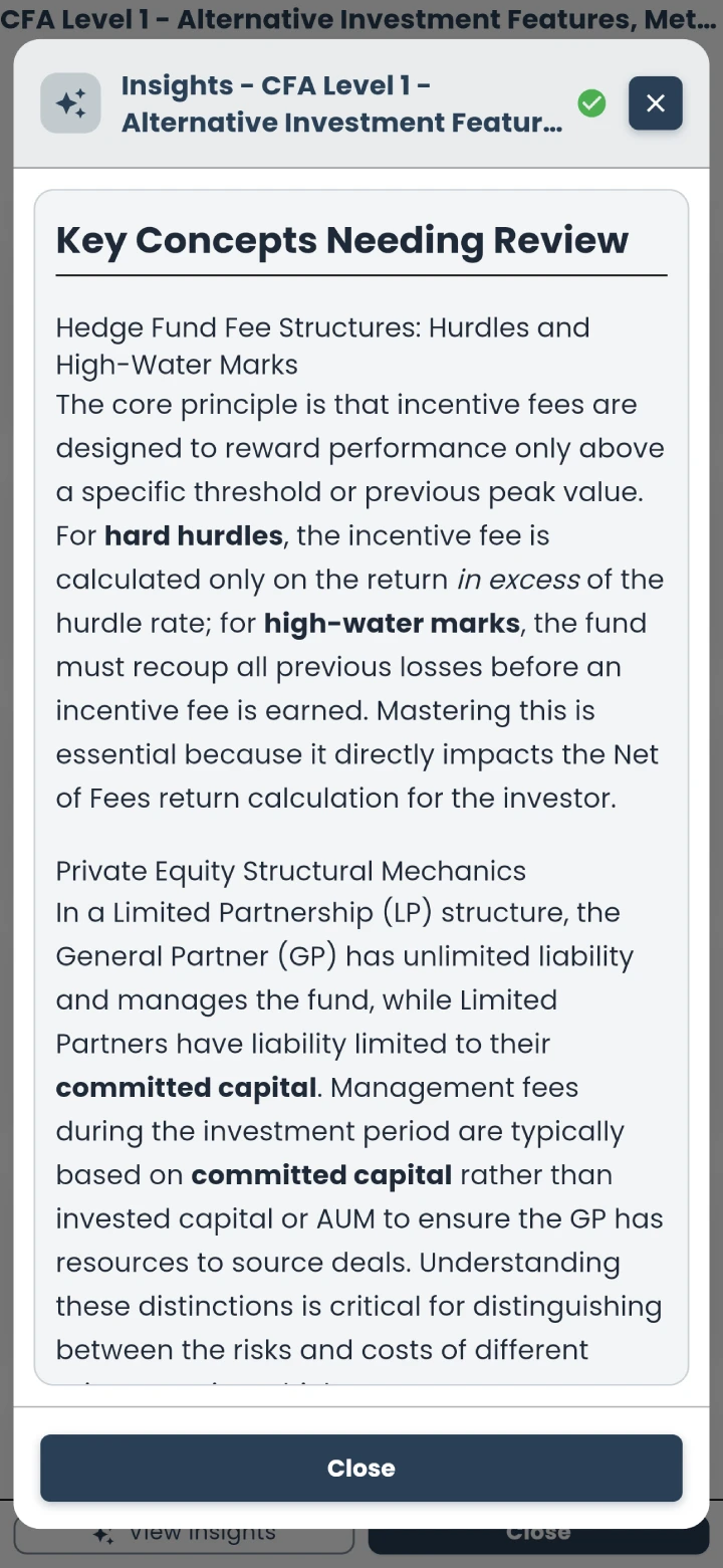 CFA Level 1 question-level explanation and performance insights